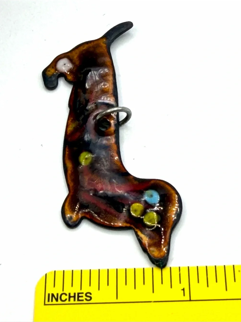 Vintage Very Cute Hand-Enameled  Dachshund Wiener Dog Charm Pendant